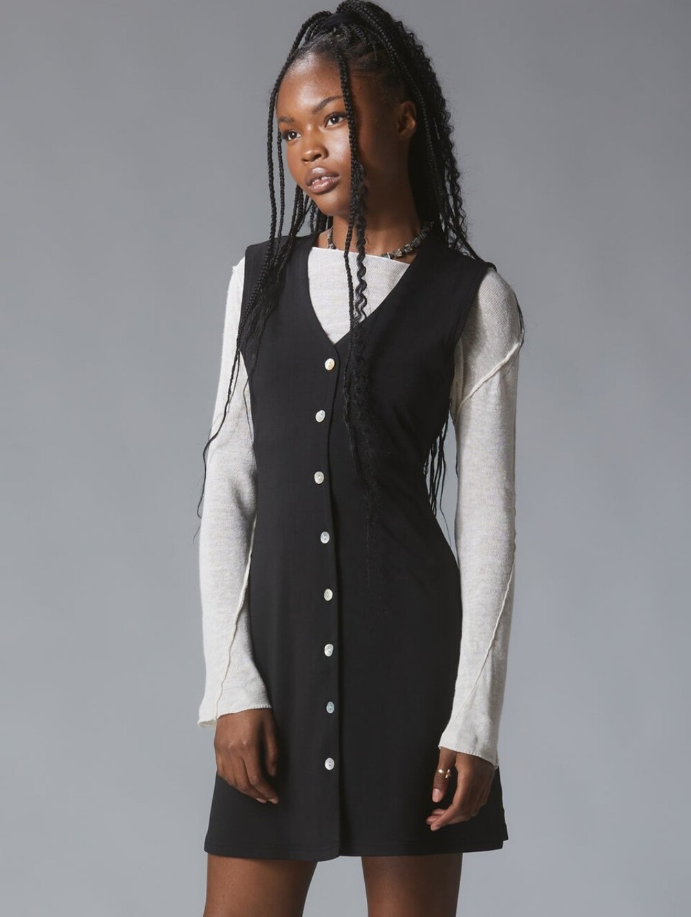 Unif Parker Dress Midi Sleeveless Button Up